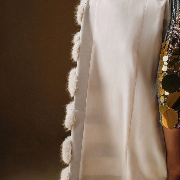 Elegant Long Women's warm Faux Fur Patchwork Coat - Picture 7 of 11